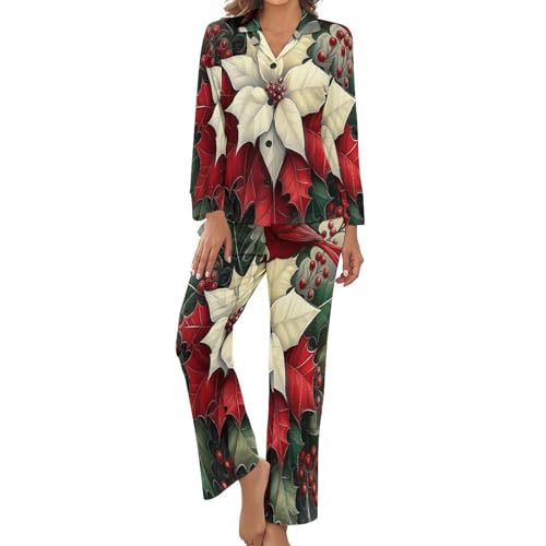 Pyjama femme printemps été vêtements de nuit manche longue boutonné imprimé