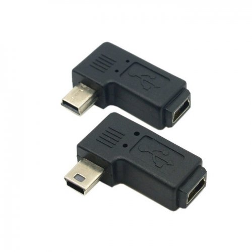 Cablecc U2-064-LE+RI-CC 2Pcs 90 Degree Left & Right Angled Mini Usb 5 Pin Male To Cablecc Female Extension Adapter thumb #1