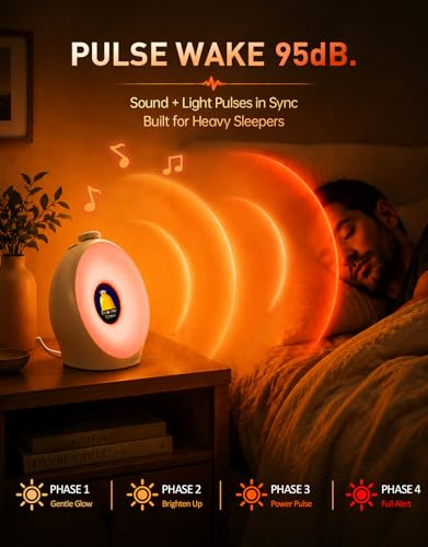 Dekala Sunrise Alarm Clock with Pulse Wake, 7-Day Programmable 4 Loud Alarm - Image 3