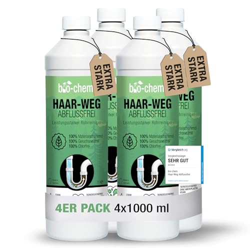 bio-chem Haar-weg Abflussfrei – Flüssiger Abflussreiniger, Rohrreiniger – Extrem effektive Formel gegen Verstopfungen und Haare - für...