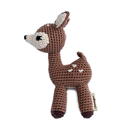 Cheengoo Organic Baby Rattle - Deer - Hand Crocheted Bamboo Fawn