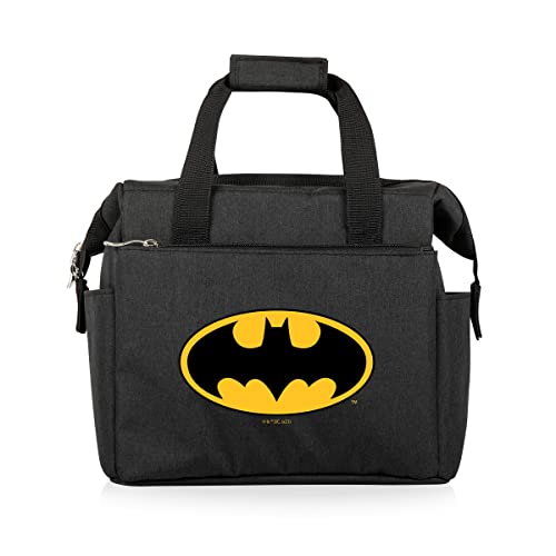 PICNIC TIME DC Comics Batman Bat-Signal On The Go Lunch Bag Soft Cooler Lunch Box Insulated Lunch Bag (Black)