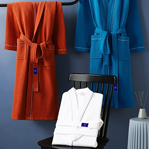 Luxury Waffle Robes Men and Women After Hot Tub Cotton Terry Cloth Spa Bathrobes Unisex for Couples Lightweight Holiday Hotel Pajamas Snuggle Sleepwear Soft (Color : Orange Red, Size : M-110cm)2