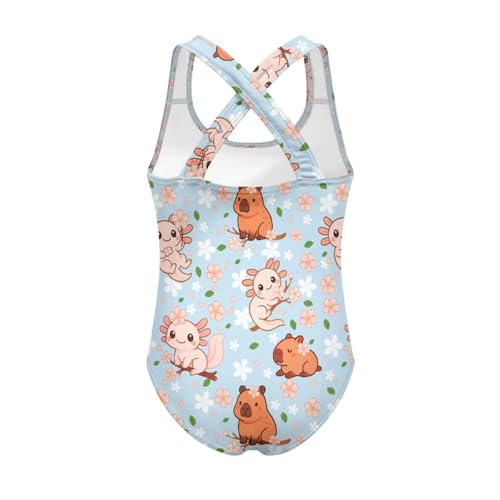 Jeiento Capybara Swimwear Girls One-Piece Bathing Suit Little Big Kids Beach Swimsuits 5-14 Years2