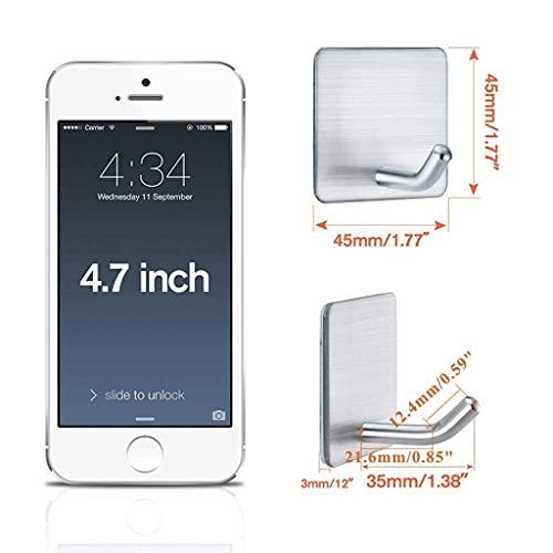 Image of Golden bird Heavy Duty Adhesive Hooks Towel Hook Stick on Hooks Wall Hangers Waterproof Stainless Steel Sticky Hooks for Hanging Bathroom Kitchen Home (SUS-304) (Silver, 6)