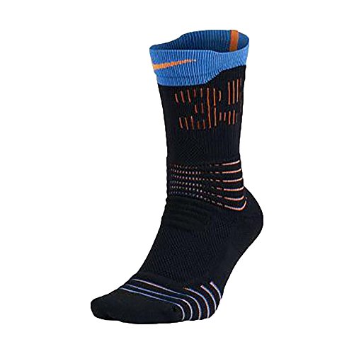 Nike Mens Elite Crew Photo Blue/Black/Team Orange Versatility Basketball Socks (Medium (Mens 6-8/Womens 6-10))