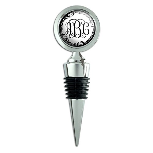 Graphics and More Personalized Custom Wine Bottle Stopper - Monogram Fancy Font Vine Outline