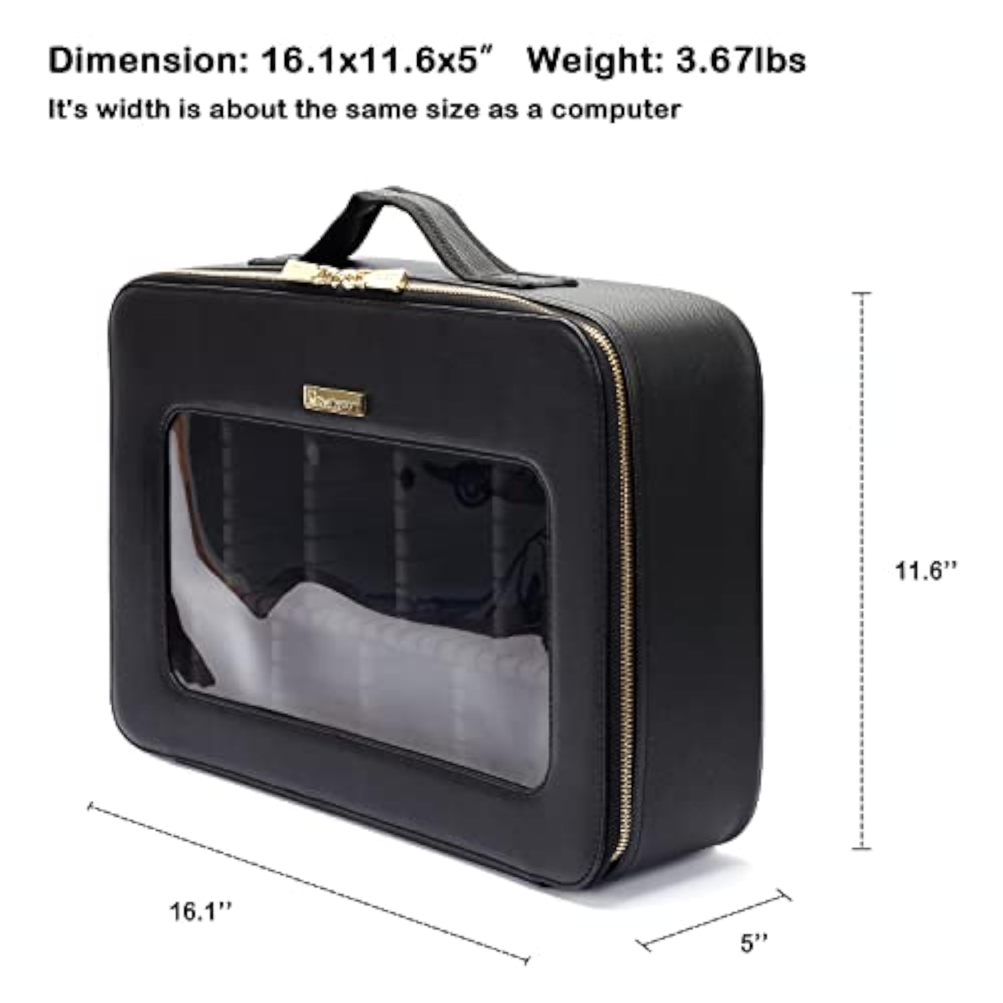 Women's Large Clear EVA Makeup Train Case, Waterproof Organizer