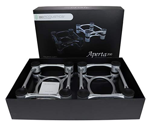 Isoacoustics Aperta Series Isolation Speaker Stands With Tilt Adjustment: Aperta200 (7.8" X 10") Silver Pair #TOP4