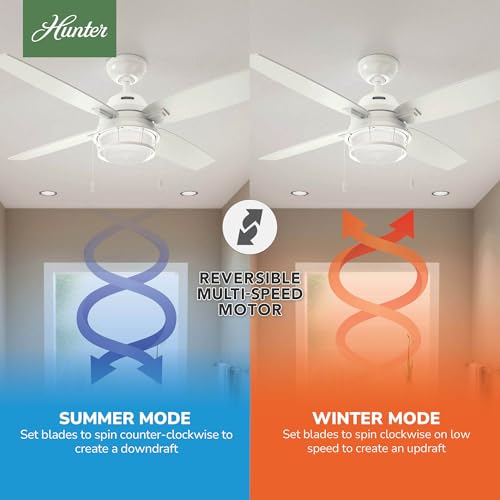 Image of Hunter Ocala, Outdoor or Indoor, Ceiling Fan, Rustic, 52 inch, Fresh White