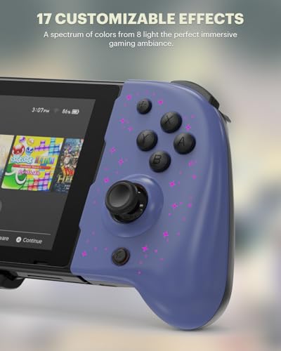 Image of Wodbymat Controller for Nintendo Switch /OLED, Hall Effect One-Piece Joypad - Turbo, Dual Vibration & Customizable 7 LED Colors Lights & Pro Controller Replacement in Handheld Mode