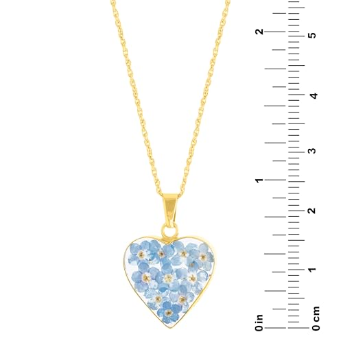 Image of Amazon Essentials Sterling Silver Pressed Flower Heart Pendant Necklace