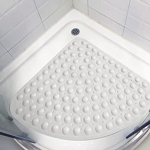 Rubber Corner Shower Mat Anti-Slip Quadrant Bath Mat - Non-Slip Bathtub Mat with Suction Cups for Shower Or Tub, Anti-Bacterial Mat