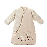 [MOMSMENU] スリーパー 赤ちゃん 冬 ベビー 暖かい 寝冷え防止 オーガニックコットン100% 柔らかい 長袖 袖取り外し 可能 8-24ヶ月