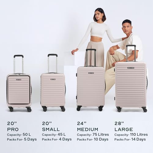 Image of Assembly Cabin Suitcase Small with Double Spinner Wheels & 3 Packing Cubes, Lightweight Polycarbonate Hard Shell Carry On Luggage for Business Travel & Getaway, Ivory, 20-Inch