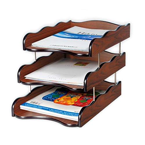 Bandeja de malla de madera para cartas, organizador de escritorio apilable de 3 niveles para suministros de oficina, papel A4 y documentos, solución de ahorro de espacio