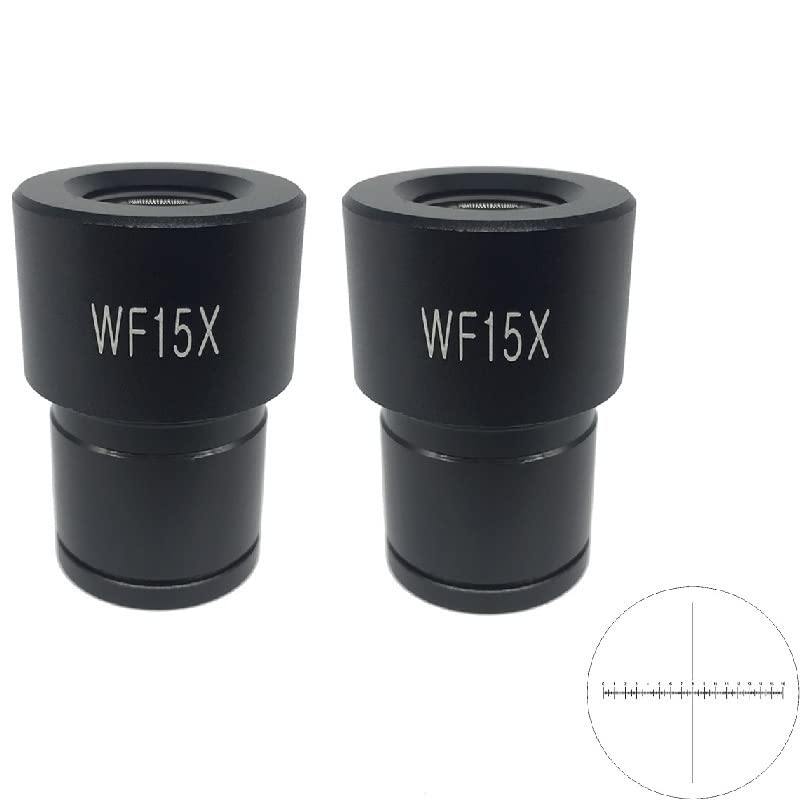 Microscope One Pair Biological Microscope Eyepiece, for WF10X WF15X WF16X WF20X Optical Glass, One w/Reticle Scale(WF15X onew Reticle)