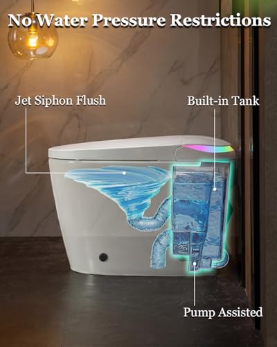 Image of TOTTE E6E Smart Toilet with Auto Open Close, Foam Dispenser, Elongated Heated Seat,Instant Warm Water&Dryer, Bidet Toilet with Tank Built in, Temp Display, Deodorization