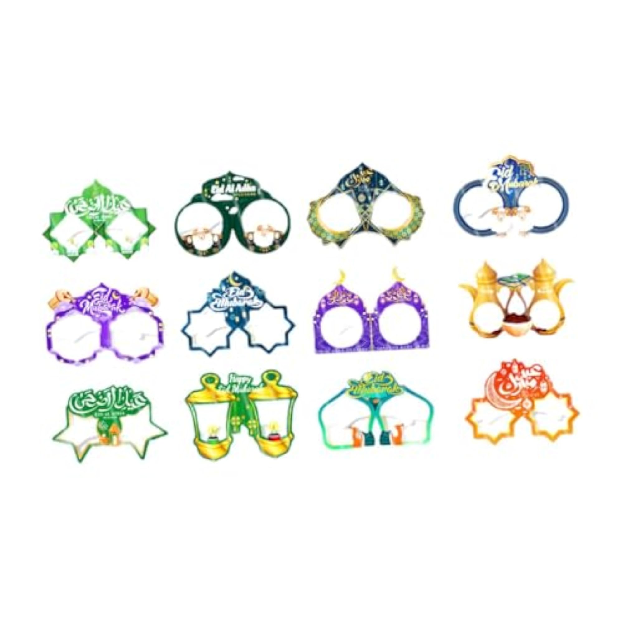 12Pcs Paper Glasses Ramadan Mubarak Decoration for Family Gatherings