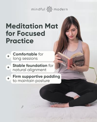 Image of Mindful & Modern Zabuton Meditation Mat - Cotton Filled Yoga and Meditation Pad - Zabuton Meditation Cushion for Kneeling and Sitting Support - Large Rectangular Sitting Floor Pillow for Bench or Zafu