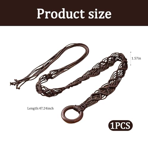 Boho Brown Woven Circle Belt with Tassels, Rope Belts for Women, Boho Belt Beach Festival Daily Bohemian Accessory, Bohemian Belts for Her Crafted to Delight2