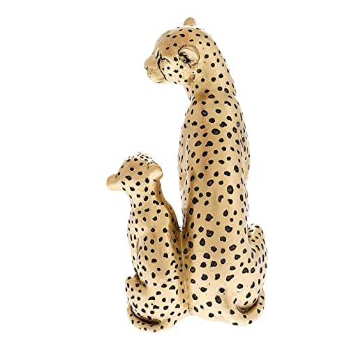 Hestia Cheetah Family Duo Figurine Gold Mum and Cub Cheetahs Ornament 25cm - Image 3