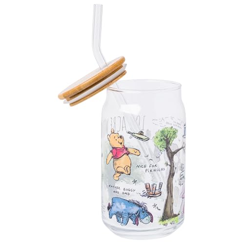 Image of Silver Buffalo Disney Winnie the Pooh, 100 Acre Wood, Glass Tumbler, 16 Ounces (Pack of 12)