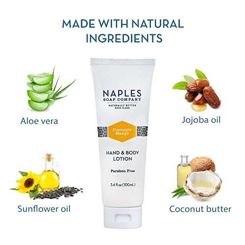 Naples Soap Company Lightweight And Nourishing Vegan Hand & Body Lotion Made With Natural Ingredients For Soft, Supple Skin, Pineapple Mango, 3.4 Oz #TOP5
