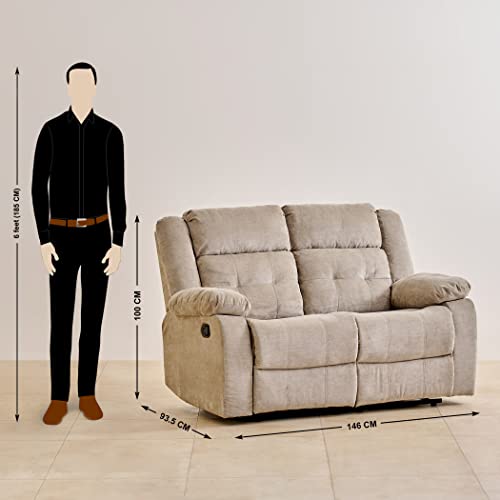 Image of Home Centre 2 Seater Helios Zurich Fabric Recliner| Fabric Recliner| (Beige) |1 Year Warranty