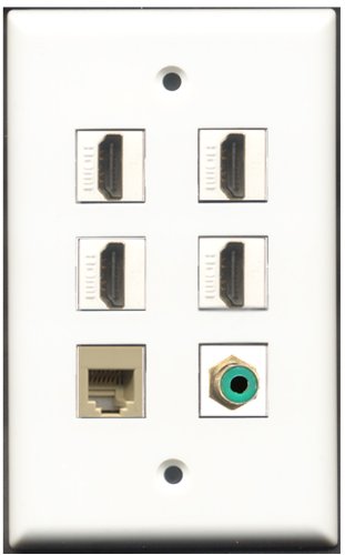 RiteAV – 4 Port HDMI 1 RCA grün 1 Handytasche RJ11 RJ12 beige Wall Plate
