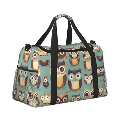 Animal Cartoon Owls Cute print Weekender Overnight Carry On Bag Gym Luggage Bag Duffel Bag for Travel Women3