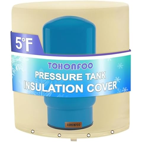 Round Well Pressure Tank Cover (5°F) - Insulated Well Pump Cover - Water Well Tank Covers - Thickened 3 Layers Water Well Tank Covers Insulated for Winter Freeze Proof, 26"Dia x 34"H, Beige Cover