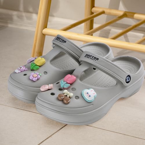 Image of DOCTOR EXTRA SOFT Women's Classic Charms Clogs /Sandals with Adjustable Back Strap for Adult | Comfortable & Light Weight | Stylish & Anti-Skid |Waterproof & Everyday Use Mules for Girls & Ladies D-511