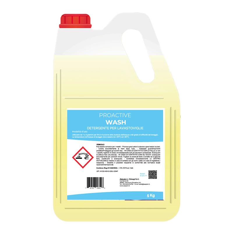 Scatola 4 taniche di detergente per lavastoviglie professionale ProActive Wash 5 litri