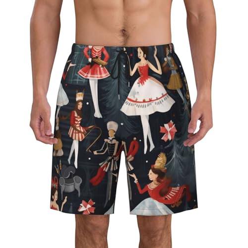 Pantalones cortos de ballet para mujer, estilo cascanueces, de Navidad, para playa, de poliéster, piel de melocotón, secado rápido, para piscina, tallas S-3XL, Negro -, Large