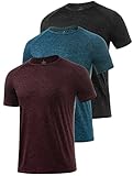 Star Vibe 3 Pack Men's Dry Fit T Shirt Moisture Wicking Athletic Tees Exercise Fitness Activewear Short Sleeves Gym Workout Top Black/Navy/Wine 3XL