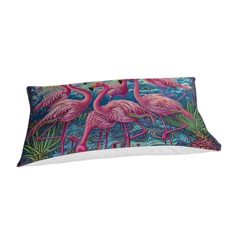 Housse de couette flamants roses zippée pour un lit simple facile à border