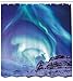 Produktbild ABAKUHAUS Winter Duschvorhang, Aurora Borealis Island, mit 12 Ringe Set Wasserdicht Stielvoll Modern Farbfest und Schimmel Resistent, 175x180 cm, Meeresgrün Lila Blau