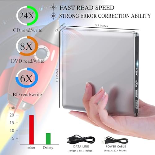 Unidad externa Blu-ray DVD con USB 3.0 y Type-C miniatura 7