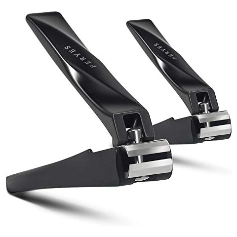 FERYES Nail Clippers with Catcher 2 PCS Set, No Splash Fingernail Clipper and Toenail Clipper, Stainless Steel Nail Cutters - W/Black Metal Case Packing Cover