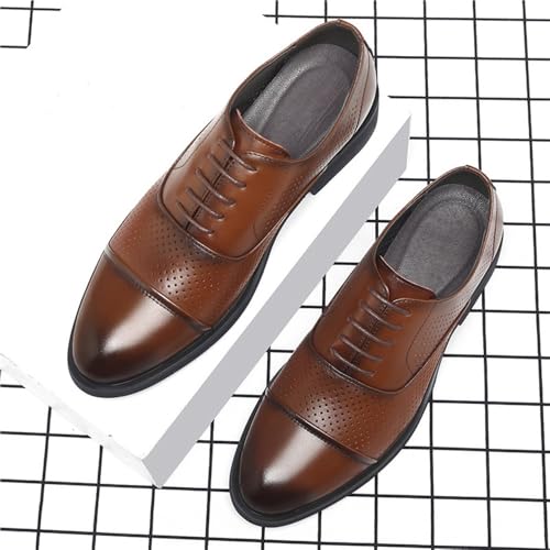 Men's Elevator Leather Dress Shoes Hollow Out Business Formal Oxfords Commuter Wedding Groomsman Genuine Cowhide Shoes2