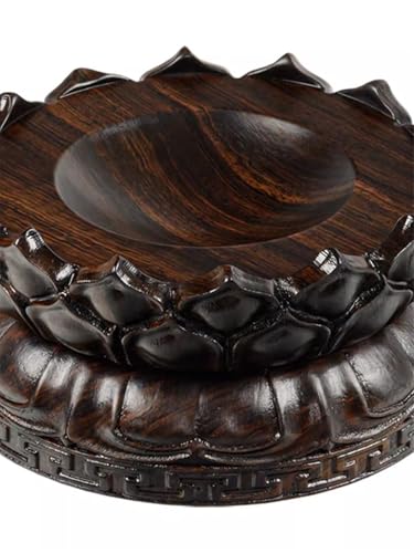 Expositor giratorio de madera para bonsáis con elegante base cóncava tallada, tamaño XS 5