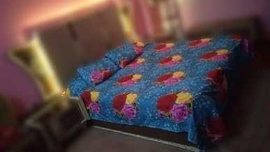 طقم سرير4قطع بتصميم زهرى، مقاس 200×200 سم، أزرق، مزيج القطن والبوليستر، عدد الخيوط: 400