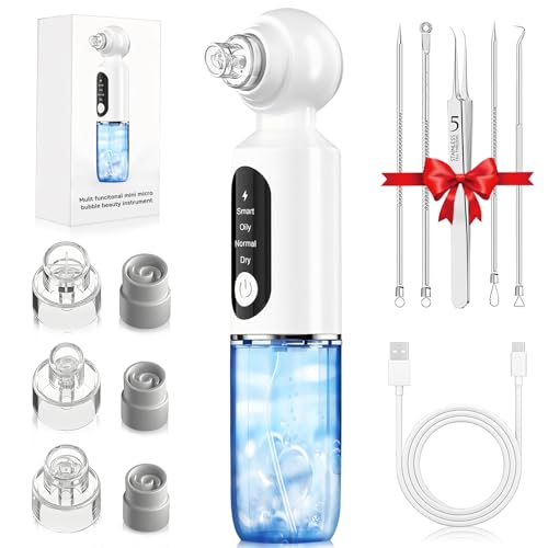 YGVQN Aspirateur Pour Points Noirs,Aspirateur Pour Pores, Aiguilles anti - acné,6 Sondes et 4 Modes,Super Aspiration de 75 kPa,Extraction Points Noirs Visage,Idéal Peau Grasse & Acné