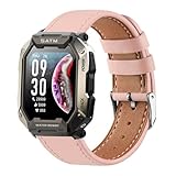 Bracelets en Cuir pour AMAZTIM C20/Kospet Tank M1 Pro Bracelet, avec Boucle en Acier Inoxydable R�glable pour Hommes Femmes Cuir V�ritable El�gant Bande de Remplacement avec AMAZTIM C20 Sangle (3)
