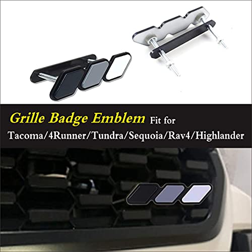 Image of Tri-Color Grille Badge Emblem Decoration Accessories Car Truck Label Compatible for Tacoma 4Runner Tundra Sequoia Rav4 Highlander (Black /Gray /White)