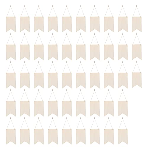 48 piezas de letrero de madera sin terminar para colgar, placa de madera en blanco con cuerda para pirografía, pintura y escritura, contrachapado de álamo para manualidades DIY,