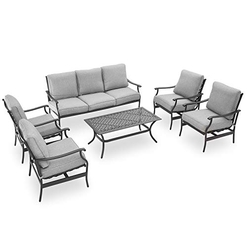 PatioFestival Patio Conversation Set 6 Pieces Cushioned Outdoor Metal Furniture Sets with All Weather Galvanized Steel Frame (Grey) PatioFestival Patio Conversation Set 6 Pieces Cushioned Outdoor Metal Furniture Sets with All Weather Galvanized Steel Frame (Grey)