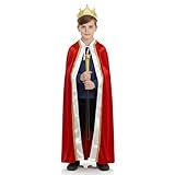 Krone mit flexiblen Gummiband CoolChange König Kinderkostüm Set mit Umhang, Krone & Zepter  Kaiser Verkleidung  Kinder Königsmantel