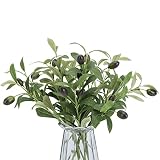 Erlandens 10pcs Faux Olive Leaves Stems 10” Tall Artificial Plants Olive Tree Branches for Small Vas